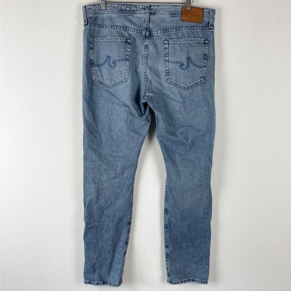 Adriano Goldschmied AG Tellis Jean Mens 38x33 Blue Modern Slim Distressed Japan - Picture 9 of 14